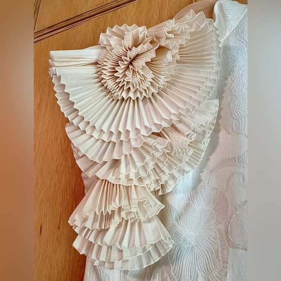 Dries Van Noten SS23 white jacquard dob mini dress pleat like new size 38 US 6 8 - Picture 9 of 14